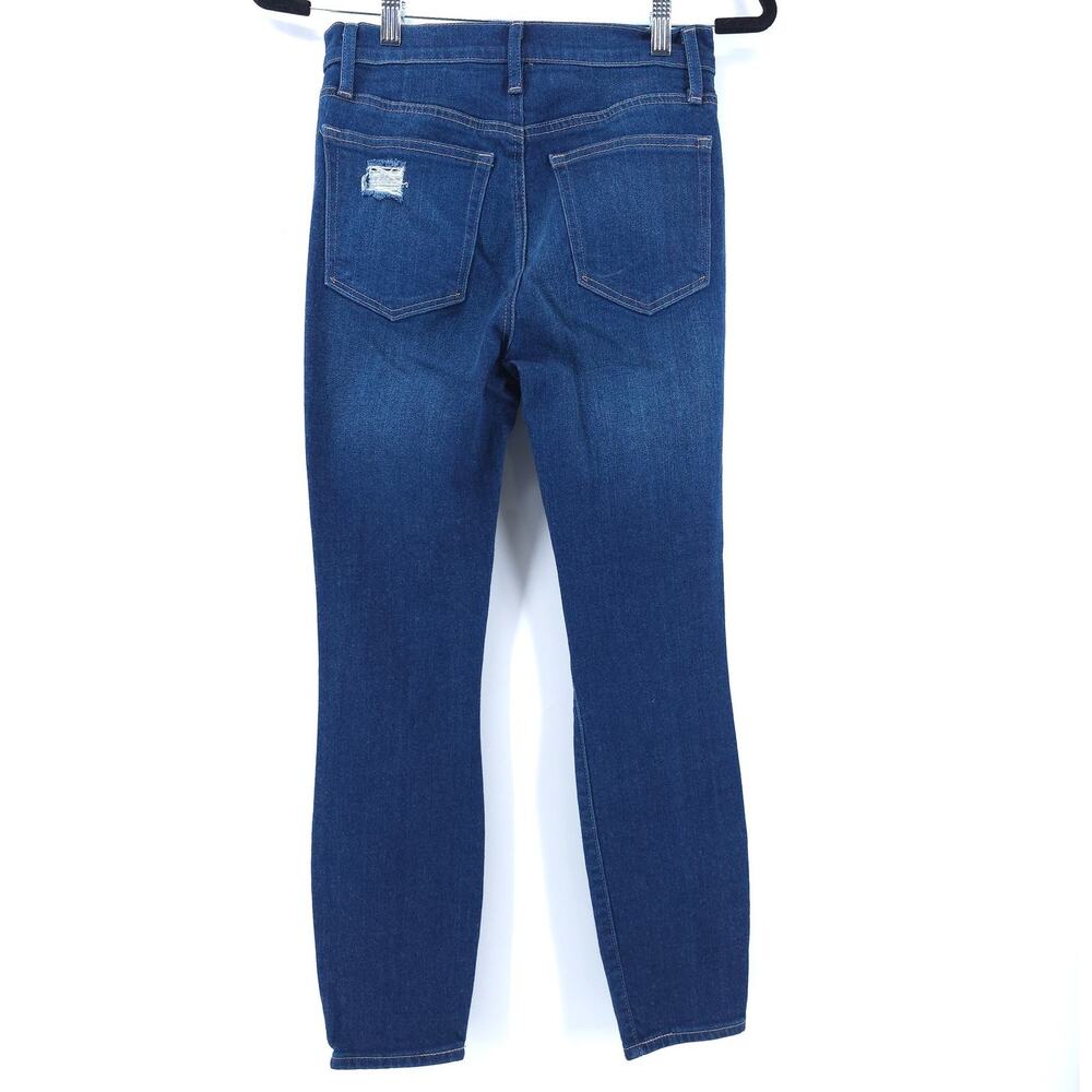 Gap 1969 Destroyed Dark Rinse High Rise True Skinny Ankle Jean Super Stretch 26 - Picture 9 of 11